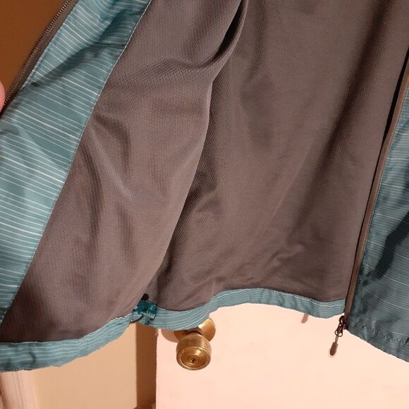 New Balance jacket turquoise blue windbreaker athleisure athletic track m 8 10 - Picture 7 of 10